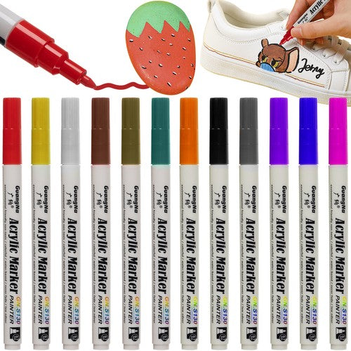 Set markere pictura cu vopsea acrilica, Zola®, 12 bucati, varf 0.7 mm, utilizarea pe hartie, textile, carton, lemn, metal, plastic, piatra Set markere pictura cu vopsea acrilica, Zola®, 12 bucati, varf 0.7 mm, utilizarea pe hartie, textile, carton, lemn, metal, plastic, piatra